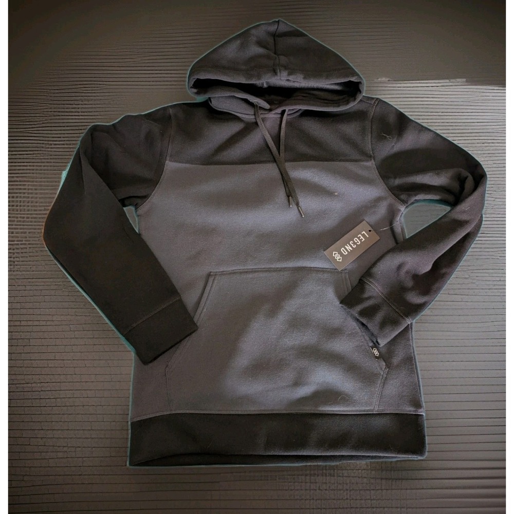 LEG3ND Outdoor Men's Blue Black Fleece Pullover Hoodie Long Sleeve Medium or Sm